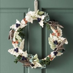 Anthropologie Felted Songbird Garland Wreath New